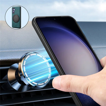 DENIOR A14 For Samsung Galaxy A55 5G Magnetic Case Rotary Kickstand Leather PC TPU Phone Cover