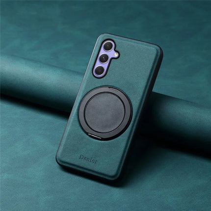 DENIOR A14 For Samsung Galaxy A55 5G Magnetic Case Rotary Kickstand Leather PC TPU Phone Cover