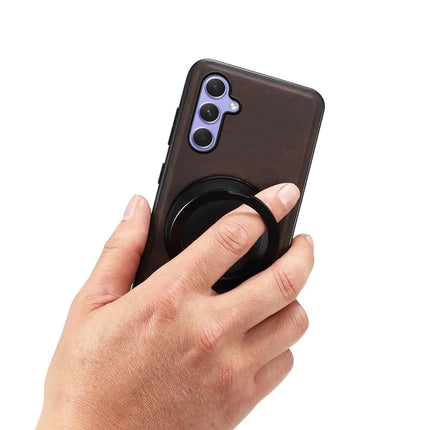 DENIOR A14 For Samsung Galaxy A55 5G Magnetic Case Rotary Kickstand Leather PC TPU Phone Cover
