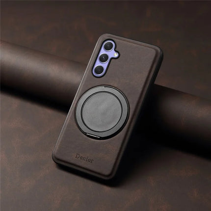 DENIOR A14 For Samsung Galaxy A55 5G Magnetic Case Rotary Kickstand Leather PC TPU Phone Cover