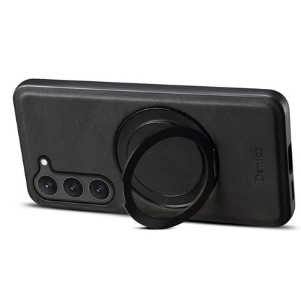 DENIOR A14 For Samsung Galaxy S23 Magnetic Case Rotary Kickstand Leather PC TPU Phone Cover