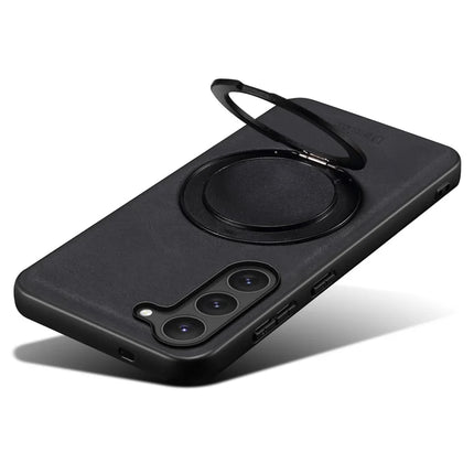 DENIOR A14 For Samsung Galaxy S23 Magnetic Case Rotary Kickstand Leather PC TPU Phone Cover