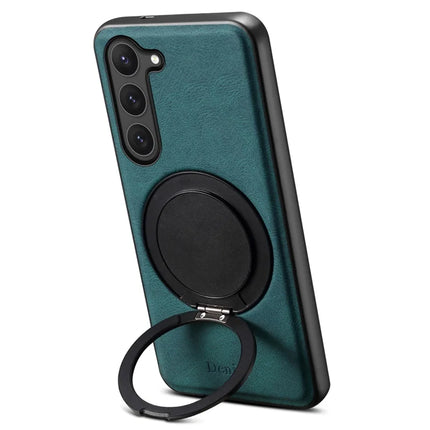 DENIOR A14 For Samsung Galaxy S23 Magnetic Case Rotary Kickstand Leather PC TPU Phone Cover