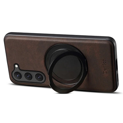 DENIOR A14 For Samsung Galaxy S23 Magnetic Case Rotary Kickstand Leather PC TPU Phone Cover