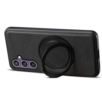 DENIOR A14 For Samsung Galaxy S23 FE Magnetic Case Rotary Kickstand Leather PC TPU Phone Cover