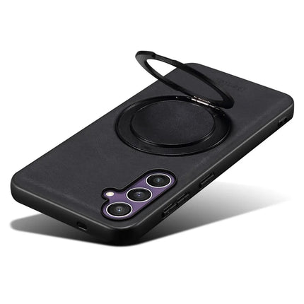 DENIOR A14 For Samsung Galaxy S23 FE Magnetic Case Rotary Kickstand Leather PC TPU Phone Cover