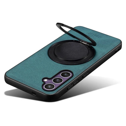 DENIOR A14 For Samsung Galaxy S23 FE Magnetic Case Rotary Kickstand Leather PC TPU Phone Cover