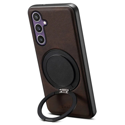 DENIOR A14 For Samsung Galaxy S23 FE Magnetic Case Rotary Kickstand Leather PC TPU Phone Cover