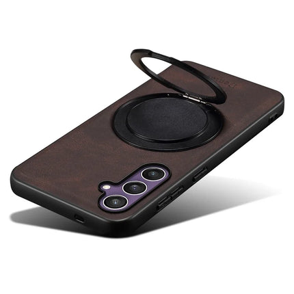 DENIOR A14 For Samsung Galaxy S23 FE Magnetic Case Rotary Kickstand Leather PC TPU Phone Cover