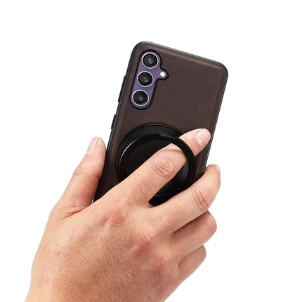 DENIOR A14 For Samsung Galaxy S23 FE Magnetic Case Rotary Kickstand Leather PC TPU Phone Cover