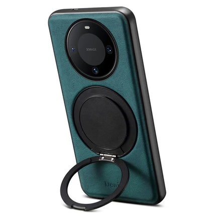 DENIOR A14 For Huawei Mate 60 Magnetic Case Rotary Kickstand Leather PC TPU Phone Cover