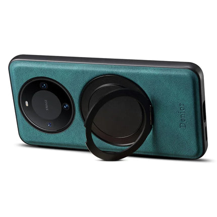 DENIOR A14 For Huawei Mate 60 Magnetic Case Rotary Kickstand Leather PC TPU Phone Cover