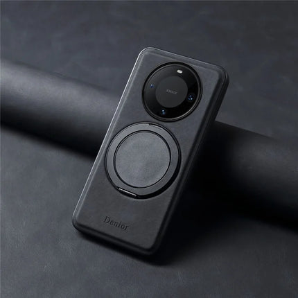 DENIOR A14 For Huawei Mate 60 Pro / Mate 60 Pro+ Magnetic Case Rotary Kickstand Leather PC TPU Phone Cover