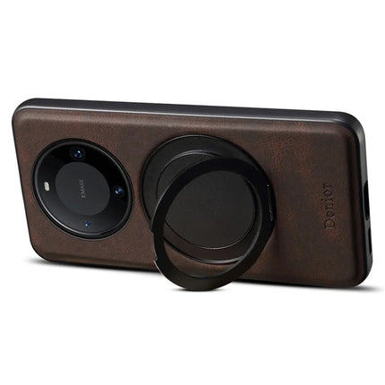 DENIOR A14 For Huawei Mate 60 Pro / Mate 60 Pro+ Magnetic Case Rotary Kickstand Leather PC TPU Phone Cover