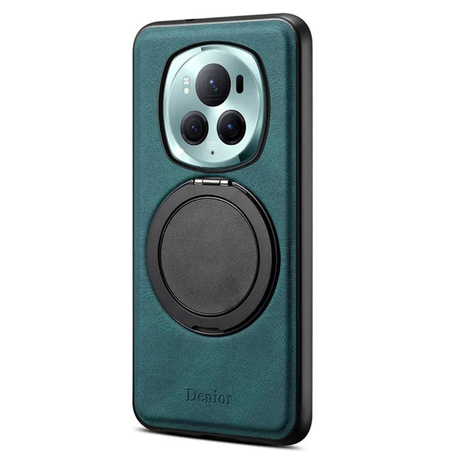 DENIOR A14 For Honor Magic6 Pro 5G Magnetic Case Rotary Kickstand Leather PC TPU Phone Cover - Blue