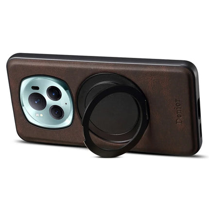 DENIOR A14 For Honor Magic6 Pro 5G Magnetic Case Rotary Kickstand Leather PC TPU Phone Cover