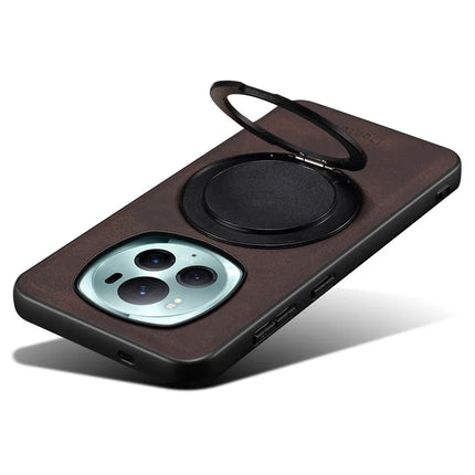 DENIOR A14 For Honor Magic6 Pro 5G Magnetic Case Rotary Kickstand Leather PC TPU Phone Cover
