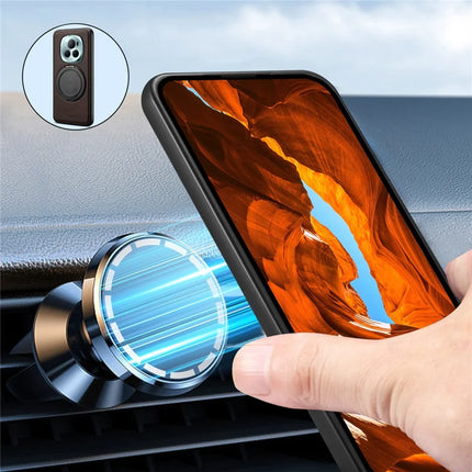 DENIOR A14 For Honor Magic6 Pro 5G Magnetic Case Rotary Kickstand Leather PC TPU Phone Cover