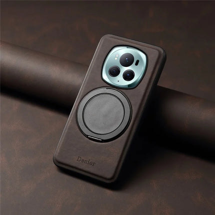 DENIOR A14 For Honor Magic6 Pro 5G Magnetic Case Rotary Kickstand Leather PC TPU Phone Cover