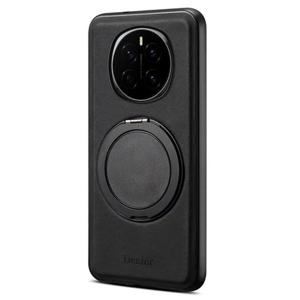 DENIOR A14 For Honor Magic7 5G Magnetic Case Rotary Kickstand Leather PC TPU Phone Cover - Black