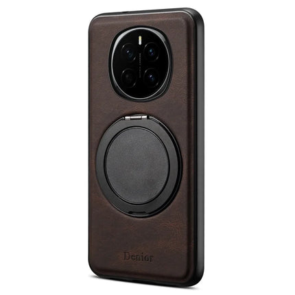 DENIOR A14 For Honor Magic7 5G Magnetic Case Rotary Kickstand Leather PC TPU Phone Cover - Brown
