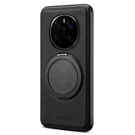 DENIOR A14 For Honor Magic7 Pro 5G Magnetic Case Rotary Kickstand Leather PC TPU Phone Cover - Black