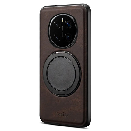 DENIOR A14 For Honor Magic7 Pro 5G Magnetic Case Rotary Kickstand Leather PC TPU Phone Cover - Brown