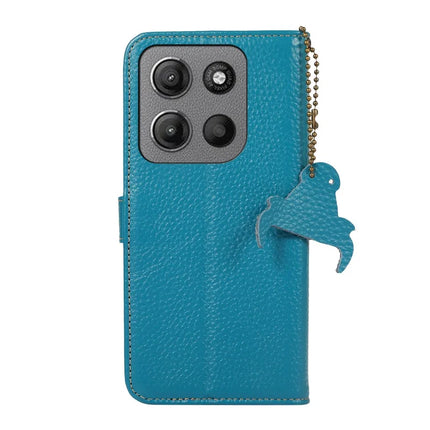 For Motorola Moto G15 4G / G05 4G Case RFID Blocking Genuine Cow Leather Phone Cover Litchi Texture