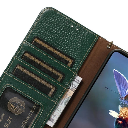 For Motorola Moto G15 4G / G05 4G Case RFID Blocking Genuine Cow Leather Phone Cover Litchi Texture