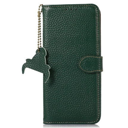 For Motorola Moto G15 4G / G05 4G Case RFID Blocking Genuine Cow Leather Phone Cover Litchi Texture