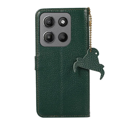 For Motorola Moto G15 4G / G05 4G Case RFID Blocking Genuine Cow Leather Phone Cover Litchi Texture