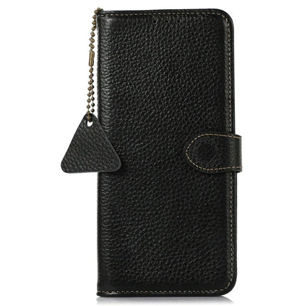 For Motorola Moto G15 4G / G05 4G Case RFID Blocking Genuine Cow Leather Phone Cover Litchi Texture