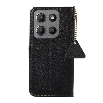 For Motorola Moto G15 4G / G05 4G Case RFID Blocking Genuine Cow Leather Phone Cover Litchi Texture