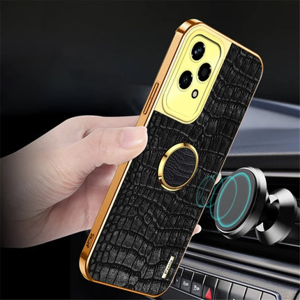 For Honor 200 Lite Case TPU + PU Kickstand Phone Cover Electroplating Crocodile Texture