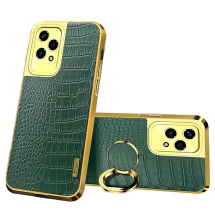 For Honor 200 Lite Case TPU + PU Kickstand Phone Cover Electroplating Crocodile Texture - Green
