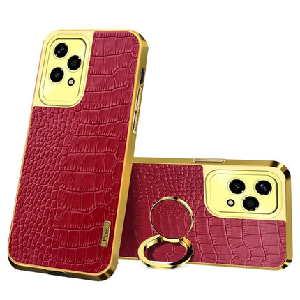 For Honor 200 Lite Case TPU + PU Kickstand Phone Cover Electroplating Crocodile Texture - Red
