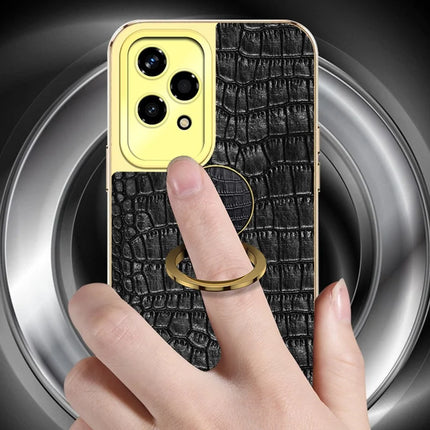 For Honor 200 Lite Case TPU + PU Kickstand Phone Cover Electroplating Crocodile Texture