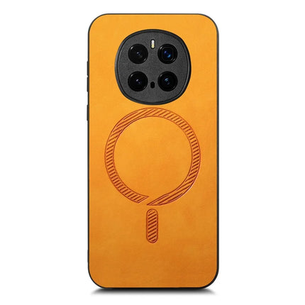 For Honor Magic7 Pro 5G Leather Back Case Compatible with MagSafe Skin-touch Phone Cover - Yellow