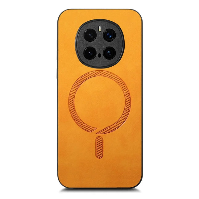 For Honor Magic7 Pro 5G Leather Back Case Compatible with MagSafe Skin-touch Phone Cover - Yellow