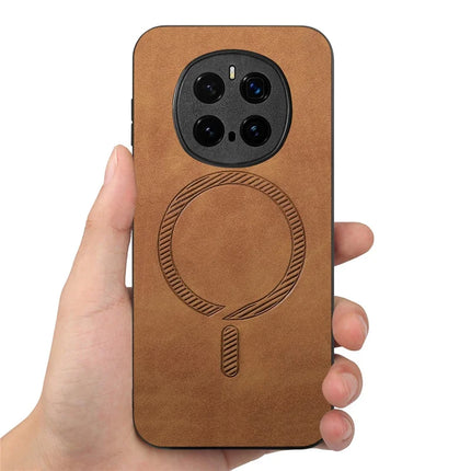 For Honor Magic7 Pro 5G Leather Back Case Compatible with MagSafe Skin-touch Phone Cover