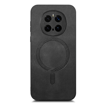 For Honor Magic7 Pro 5G Leather Back Case Compatible with MagSafe Skin-touch Phone Cover - Black