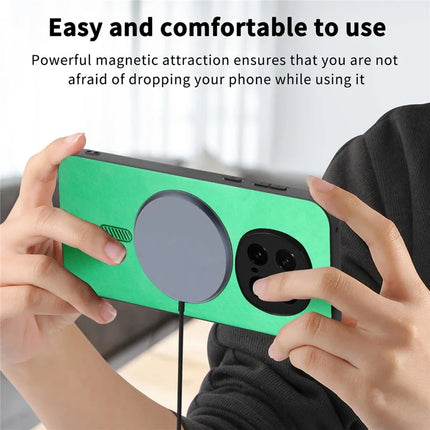 For Honor Magic7 Pro 5G Leather Back Case Compatible with MagSafe Skin-touch Phone Cover