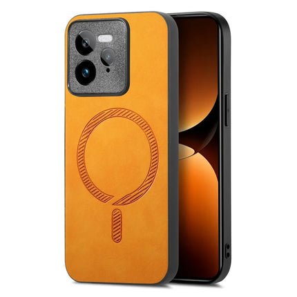 For Realme GT 7 Pro 5G Leather Back Case Compatible with MagSafe Skin-touch Phone Cover