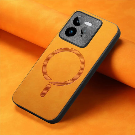 For Realme GT 7 Pro 5G Leather Back Case Compatible with MagSafe Skin-touch Phone Cover