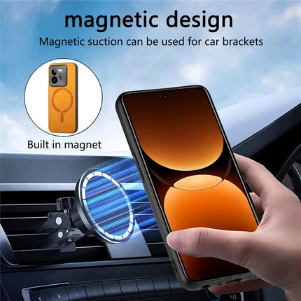 For Realme GT 7 Pro 5G Leather Back Case Compatible with MagSafe Skin-touch Phone Cover
