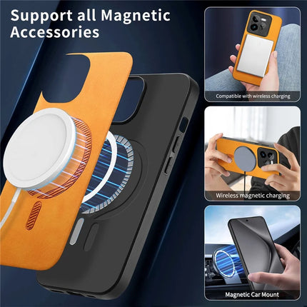 For Realme GT 7 Pro 5G Leather Back Case Compatible with MagSafe Skin-touch Phone Cover