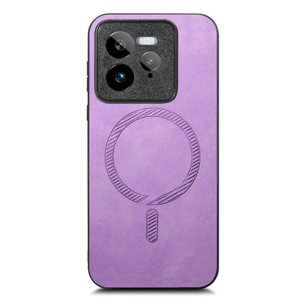 For Realme GT 7 Pro 5G Leather Back Case Compatible with MagSafe Skin-touch Phone Cover - Purple