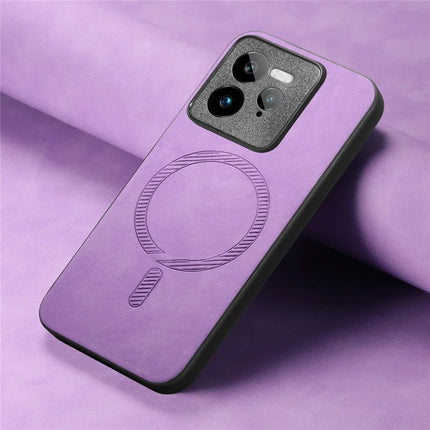 For Realme GT 7 Pro 5G Leather Back Case Compatible with MagSafe Skin-touch Phone Cover