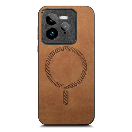 For Realme GT 7 Pro 5G Leather Back Case Compatible with MagSafe Skin-touch Phone Cover - Brown