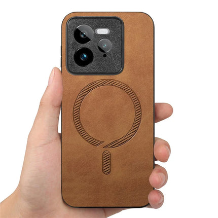 For Realme GT 7 Pro 5G Leather Back Case Compatible with MagSafe Skin-touch Phone Cover